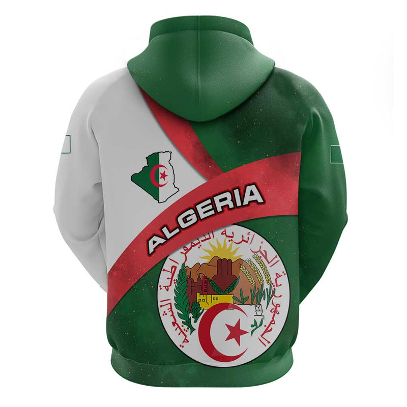 Algeria with National Emblem and Map Design Hoodie