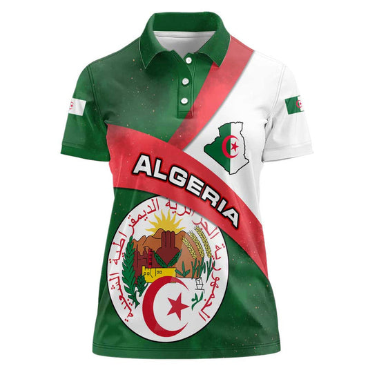 Algeria with National Emblem and Map Design Women Polo Shirt