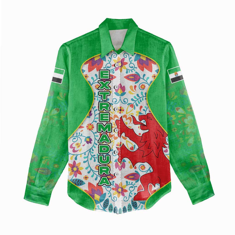 Extremadura Flag Women Casual Shirt Autonomous Community of Spain