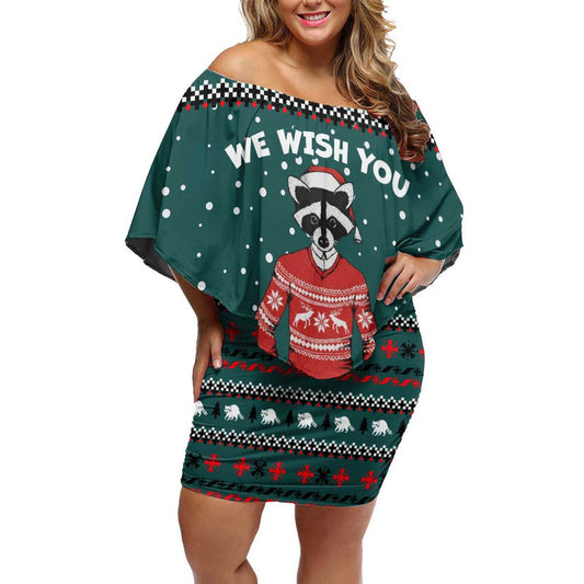 A Trashy Christmas Xmas Holiday Patterns Off Shoulder Short Dress