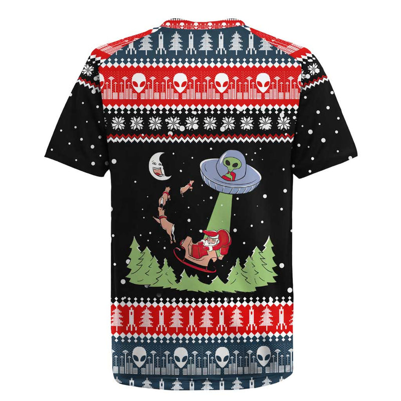 Alien Christmas Xmas Holiday Patterns Rugby Jersey