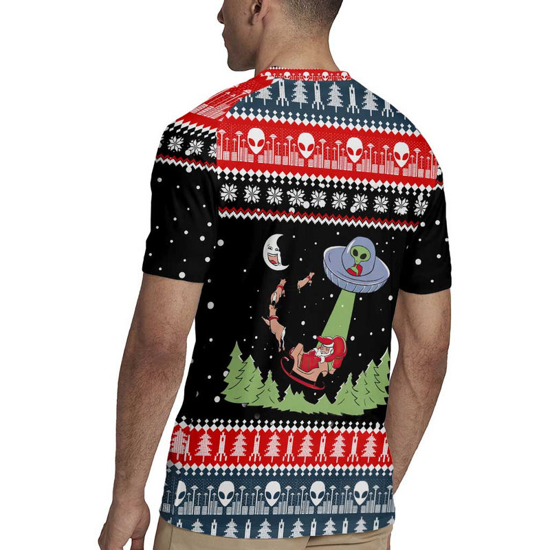 Alien Christmas Xmas Holiday Patterns Rugby Jersey