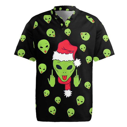 Alien Christmas Xmas Holiday Patterns Rugby Jersey