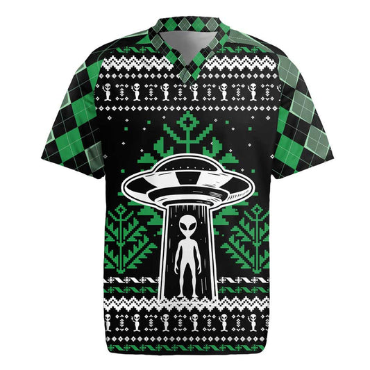 Alien Christmas Xmas Holiday Patterns Rugby Jersey