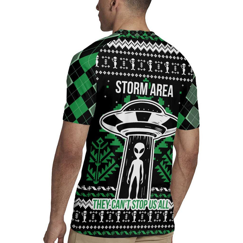 Alien Christmas Xmas Holiday Patterns Rugby Jersey