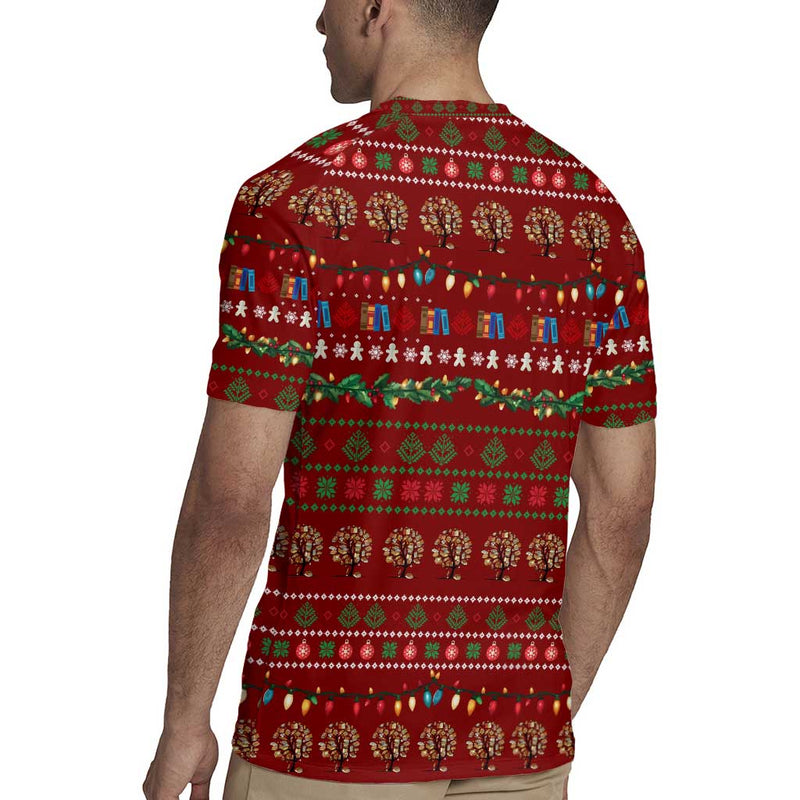 All I Want For Christmas Is Books Christmas Xmas Holiday Patterns Rugby Jersey
