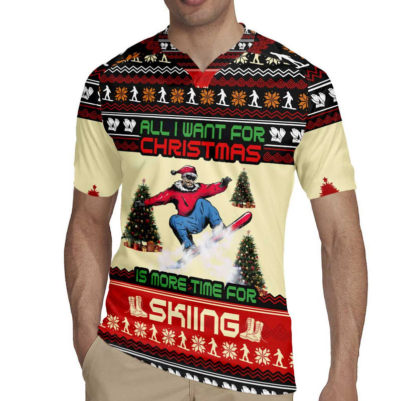All I Want For Christmas Is Skiing Christmas Xmas Holiday Patterns Rugby Jersey
