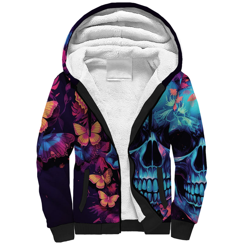 Fantasy Skull with Butterflies Love me or hate me i&#39;m still gonna shine Sherpa Hoodie