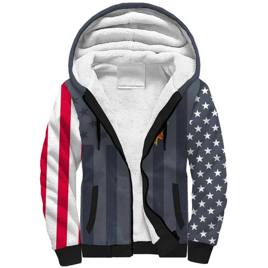 Custom Bowling Ball and Pins American Flag Stars and Stripes in Grunge Patriotic Sherpa Hoodie