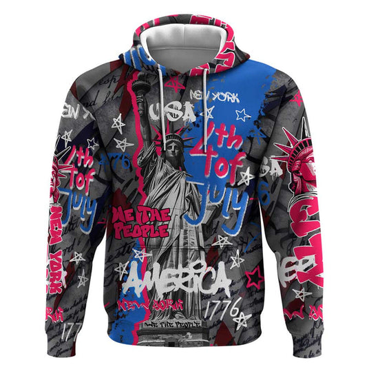 4th of July Graffiti with Statue of Liberty and American Independence Street Art Design Hoodie