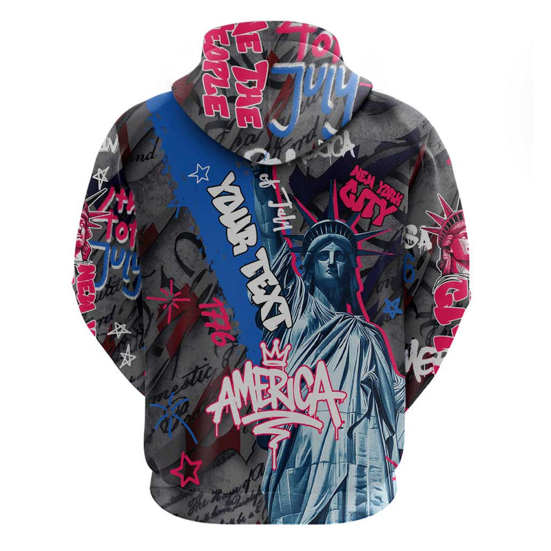 4th of July Graffiti with Statue of Liberty and American Independence Street Art Design Hoodie