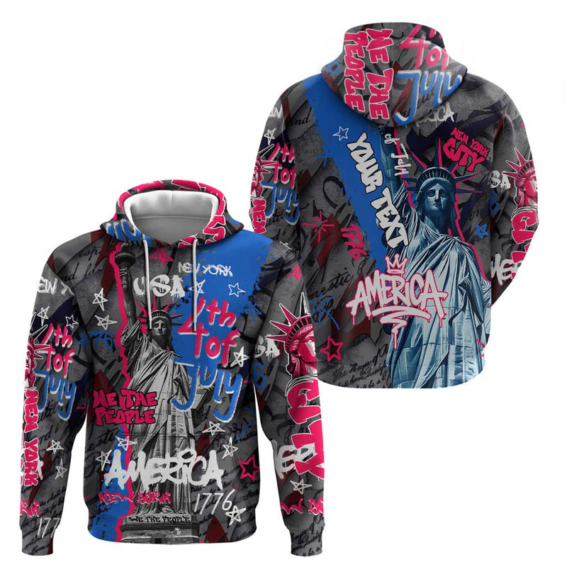 4th of July Graffiti with Statue of Liberty and American Independence Street Art Design Hoodie