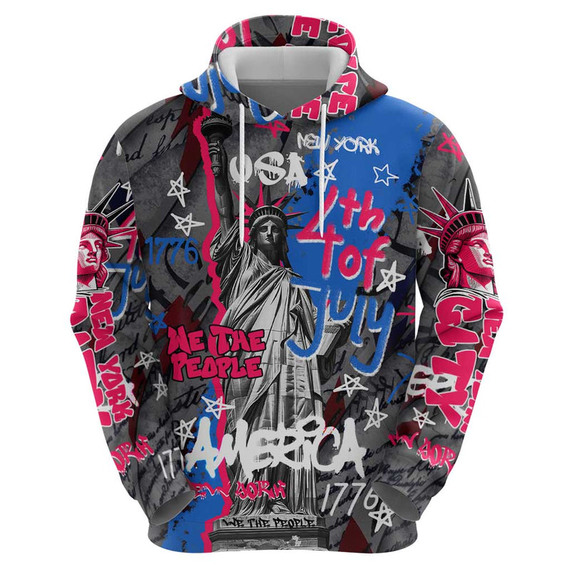 4th of July Graffiti with Statue of Liberty and American Independence Street Art Design Hoodie