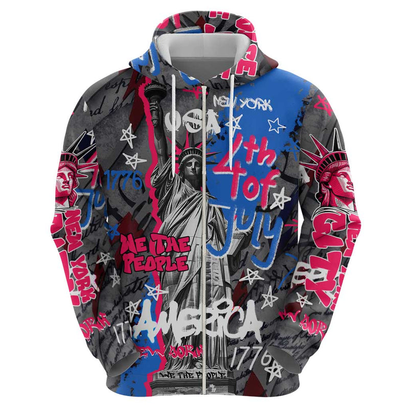 4th of July Graffiti with Statue of Liberty and American Independence Street Art Design Hoodie