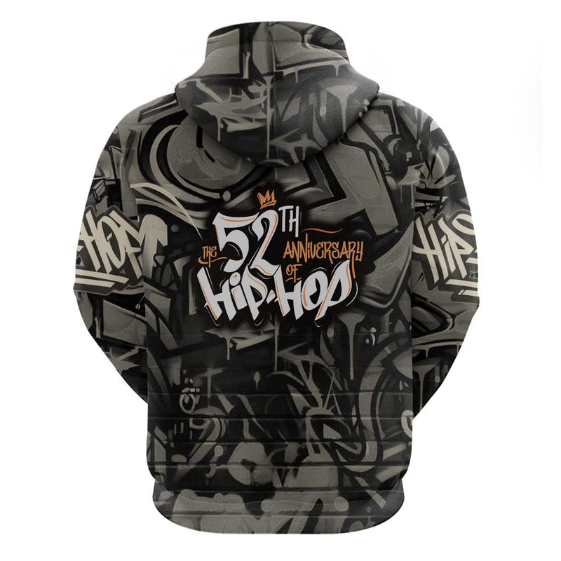 52th Anniversary Of Hiphop Celebration with Praying Angel Graphic and Urban Graffiti Background Hoodie