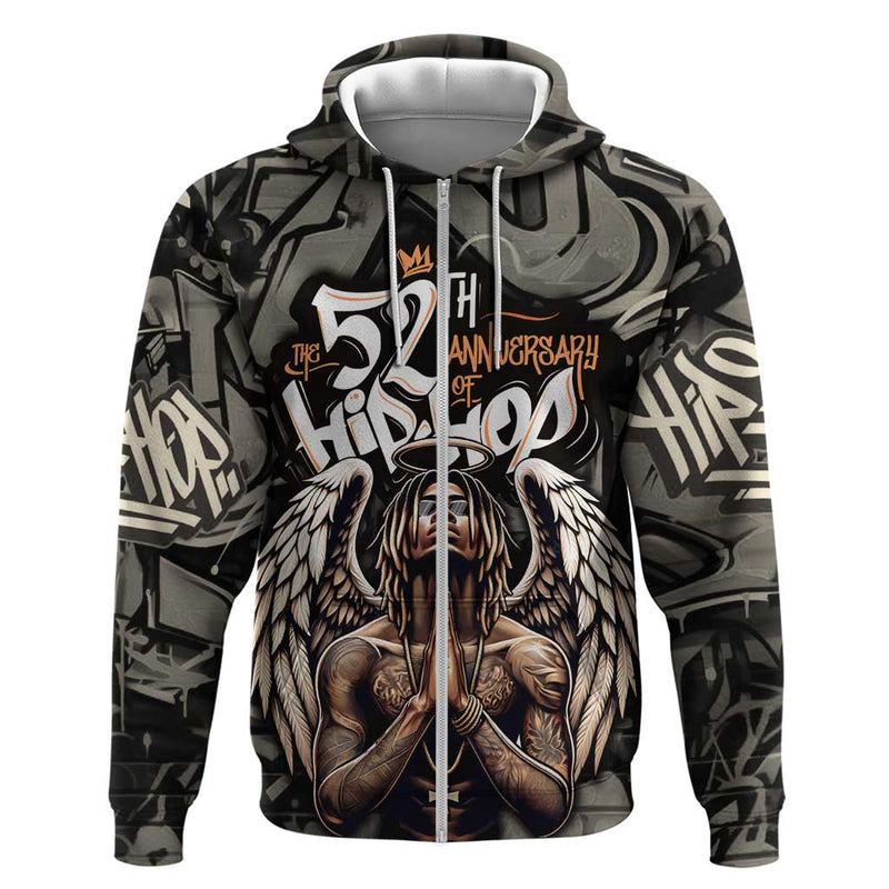 52th Anniversary Of Hiphop Celebration with Praying Angel Graphic and Urban Graffiti Background Hoodie