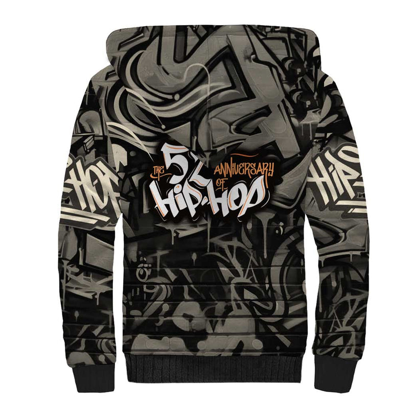 52th Anniversary Of Hiphop Celebration with Praying Angel Graphic and Urban Graffiti Background Sherpa Hoodie