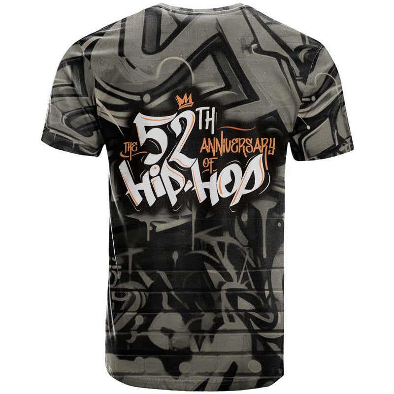 52th Anniversary Of Hiphop Celebration with Praying Angel Graphic and Urban Graffiti Background T Shirt
