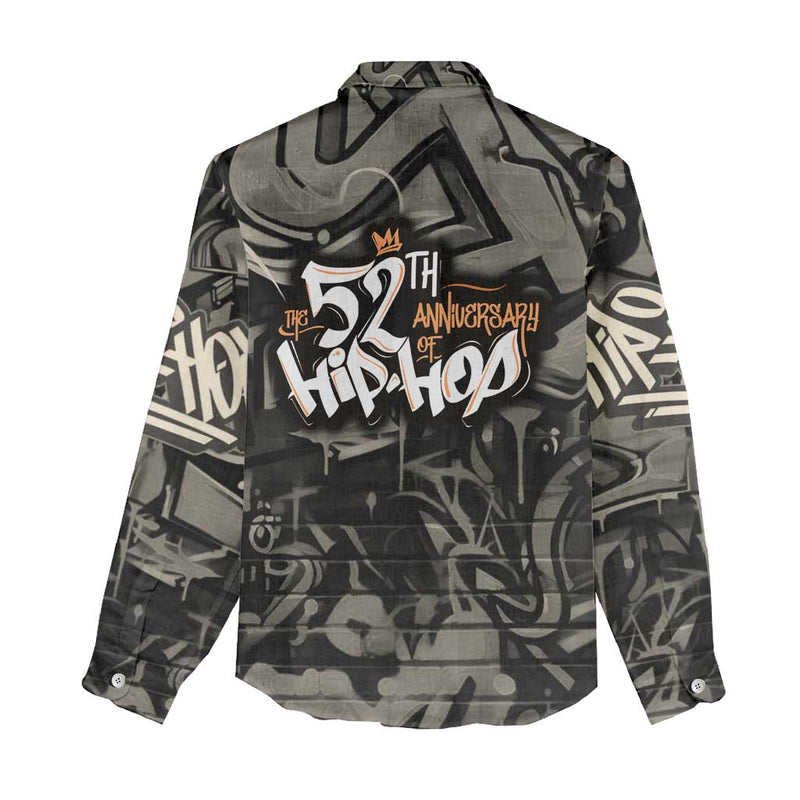 52th Anniversary Of Hiphop Celebration with Praying Angel Graphic and Urban Graffiti Background Women Casual Shirt