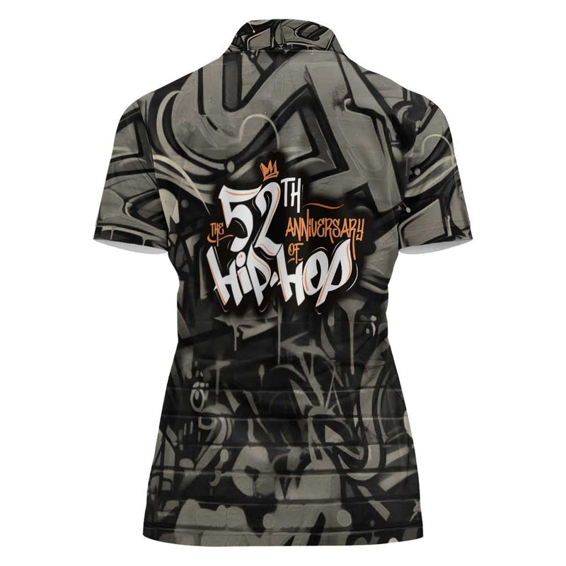 52th Anniversary Of Hiphop Celebration with Praying Angel Graphic and Urban Graffiti Background Women Polo Shirt