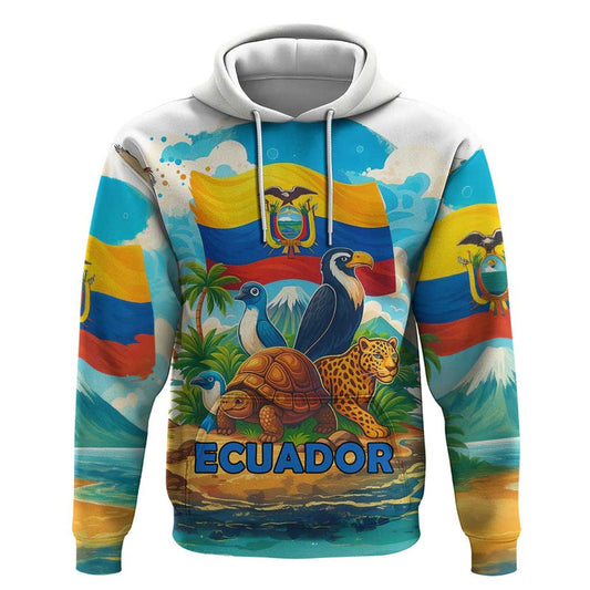 Ecuador Hoodie with Wildlife and Flag Landscape Design