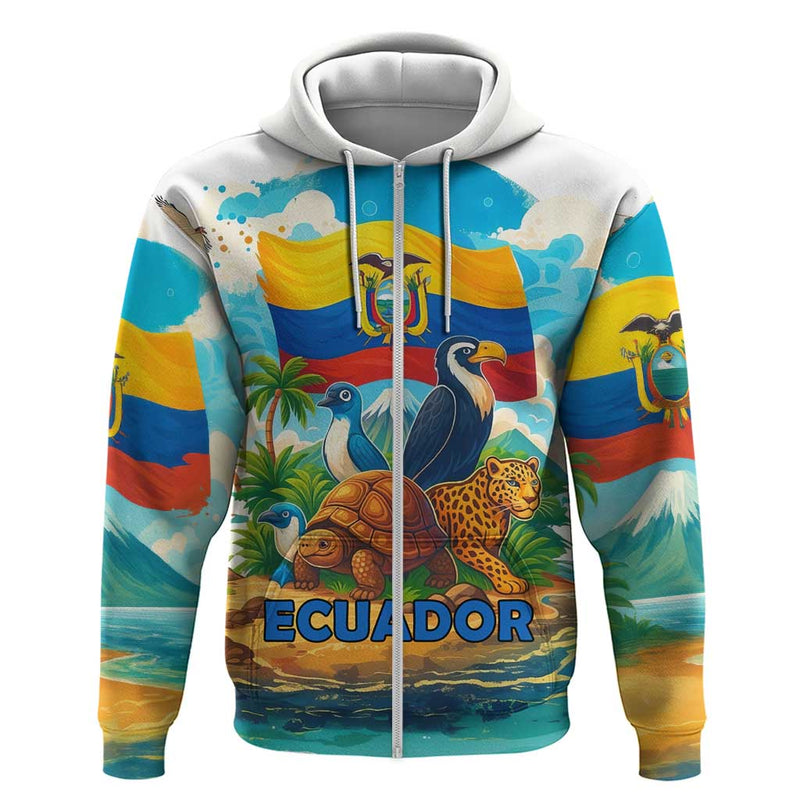 Ecuador Hoodie with Wildlife and Flag Landscape Design