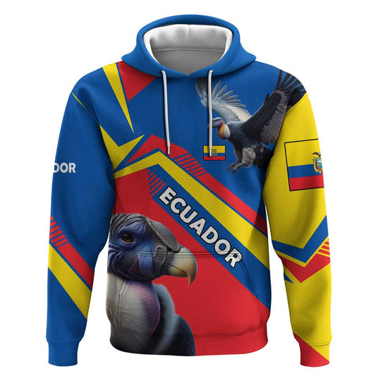 Ecuador Hoodie with Andean Condor and Chevron Stripe Design
