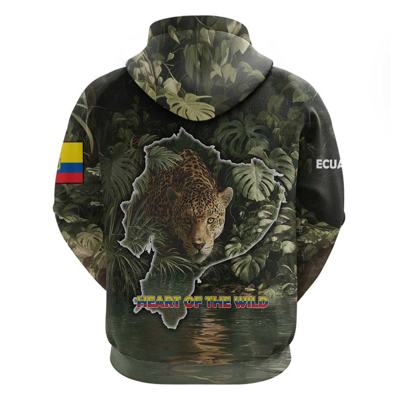 Ecuador Hoodie with Jaguar Rainforest Map Design