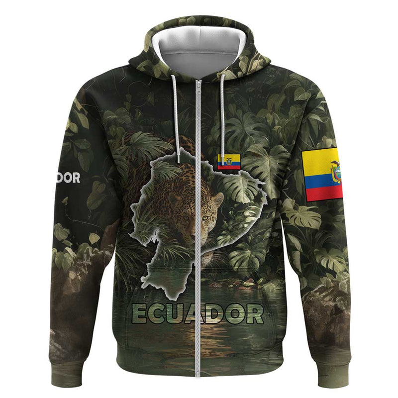 Ecuador Hoodie with Jaguar Rainforest Map Design