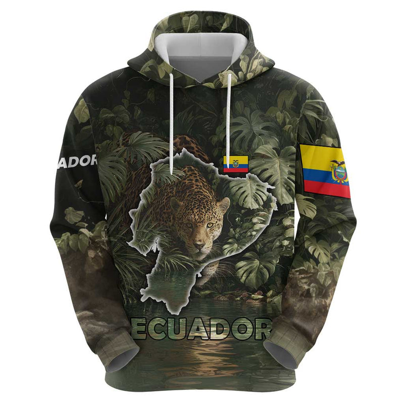 Ecuador Hoodie with Jaguar Rainforest Map Design