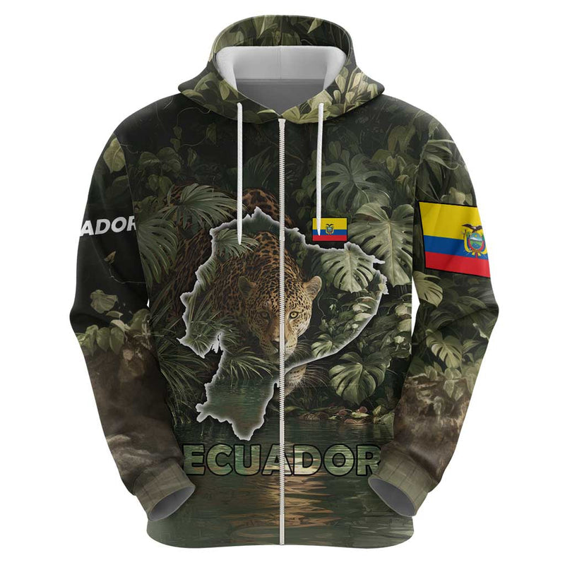 Ecuador Hoodie with Jaguar Rainforest Map Design