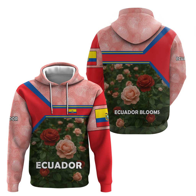 Ecuador Hoodie with Rose Garden and Floral Texture Design