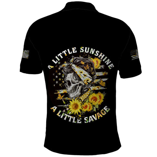 A Little Sunshine A Little Savage Skull Polo Shirt