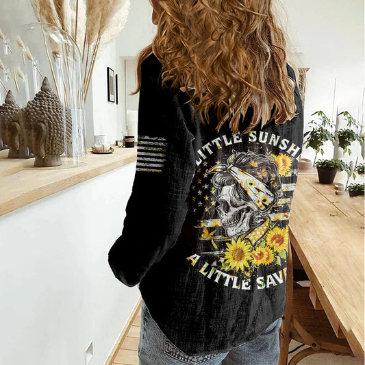 A Little Sunshine A Little Savage Skull Women Casual Shirt