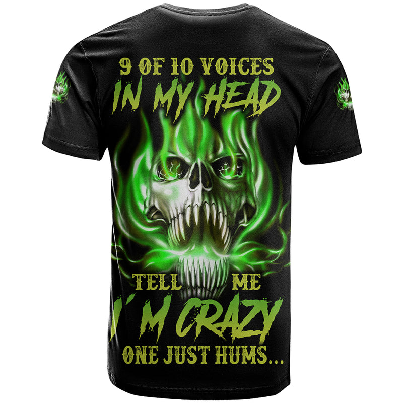 9 Of 10 Voices In My Head Fire Skull T Shirt