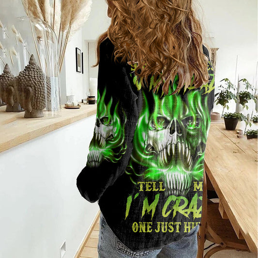 9 Of 10 Voices In My Head Fire Skull Women Casual Shirt