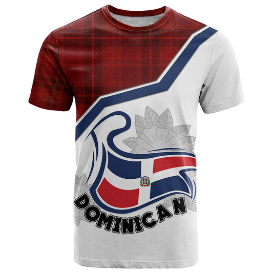 Dominican Republic Dominicana Plaid Pattern Mix Coat Of Arms T Shirt