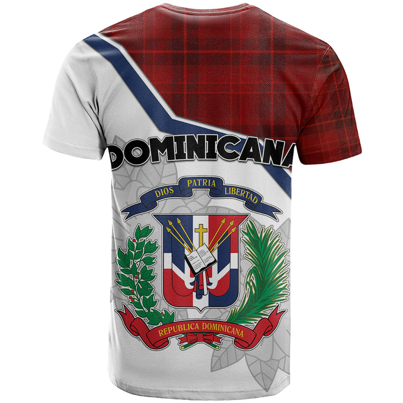 Dominican Republic Dominicana Plaid Pattern Mix Coat Of Arms T Shirt