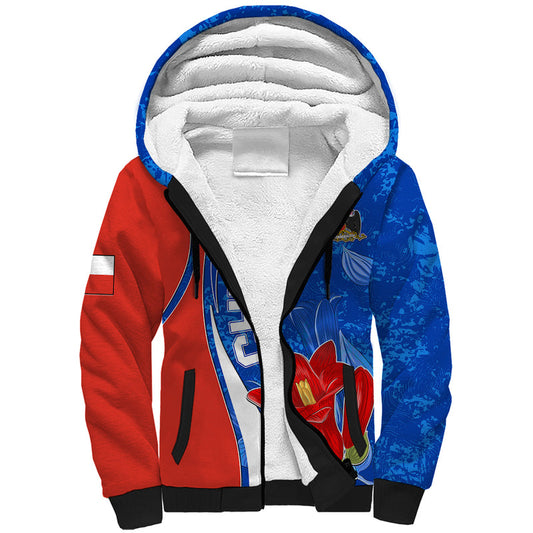 Custom Chile Copihue With Flag Sherpa Hoodie