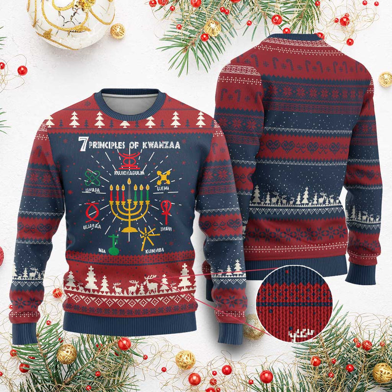 7 Principles Of Kwanzaa African American Xmas Ugly Christmas Sweater