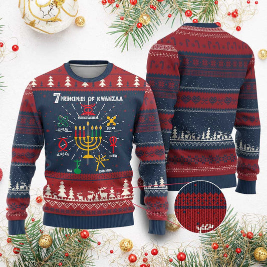 7 Principles Of Kwanzaa African American Xmas Ugly Christmas Sweater