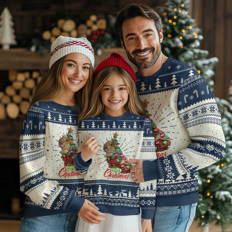 Cute Capybara Christmas Tree Ugly Christmas Sweater