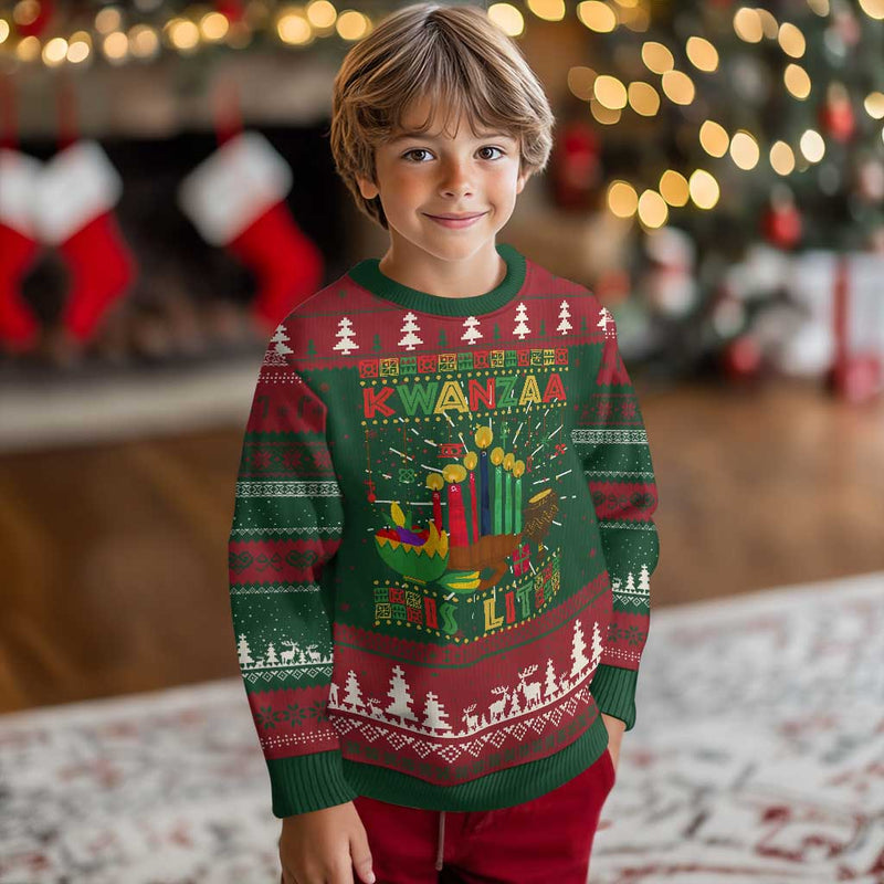African American Kwanzaa Is Lit Ugly Christmas Sweater
