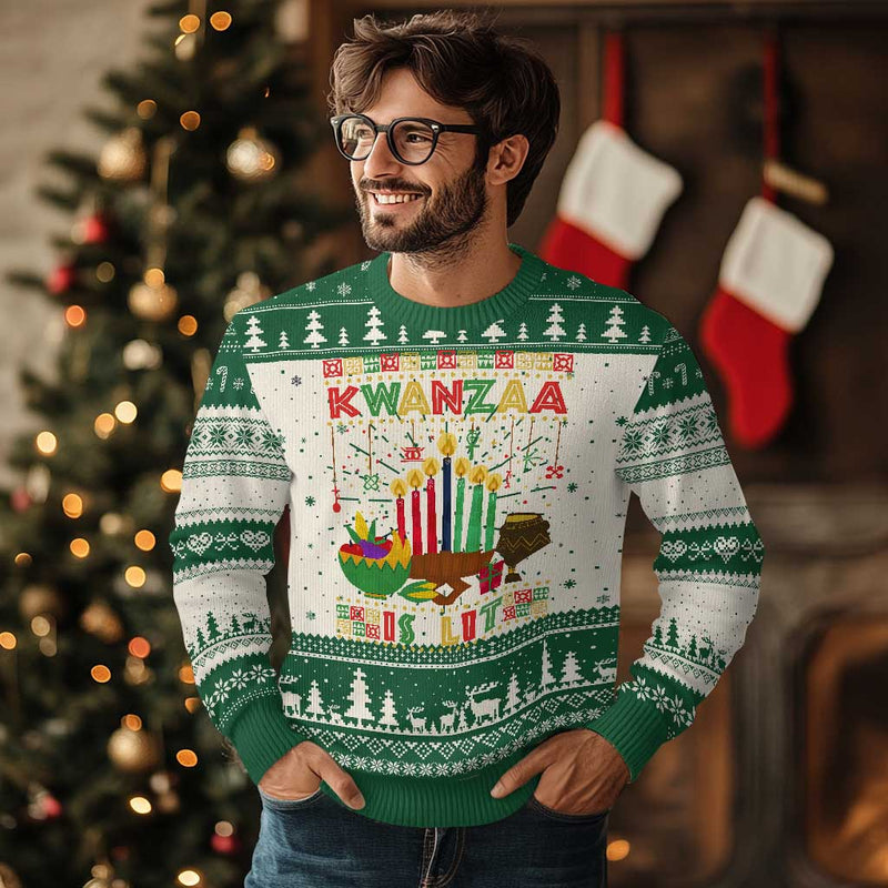 African American Kwanzaa Is Lit Ugly Christmas Sweater