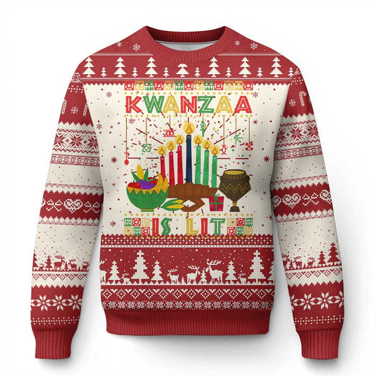 African American Kwanzaa Is Lit Ugly Christmas Sweater