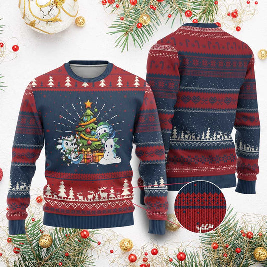 Cute Axolotl Christmas Tree Ugly Christmas Sweater