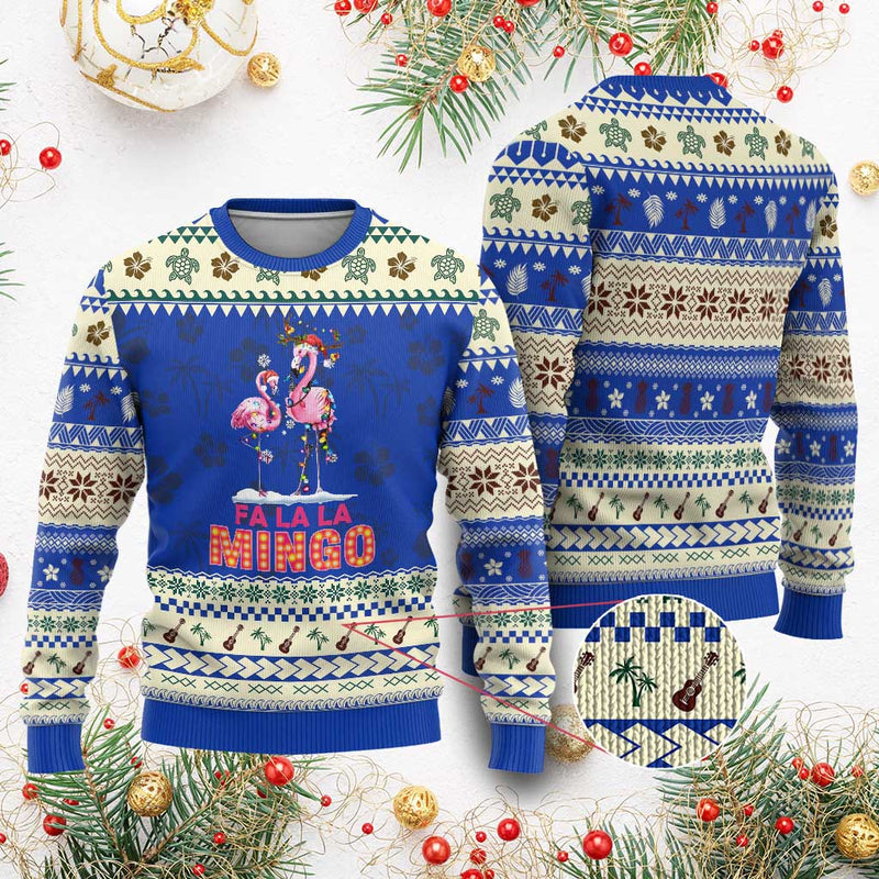 Fa La La Mingo Flamingo Hawaiian Xmas Ugly Christmas Sweater