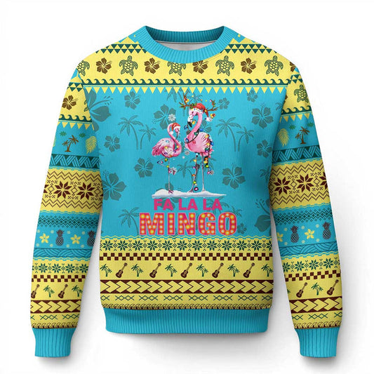 Fa La La Mingo Flamingo Hawaiian Xmas Ugly Christmas Sweater