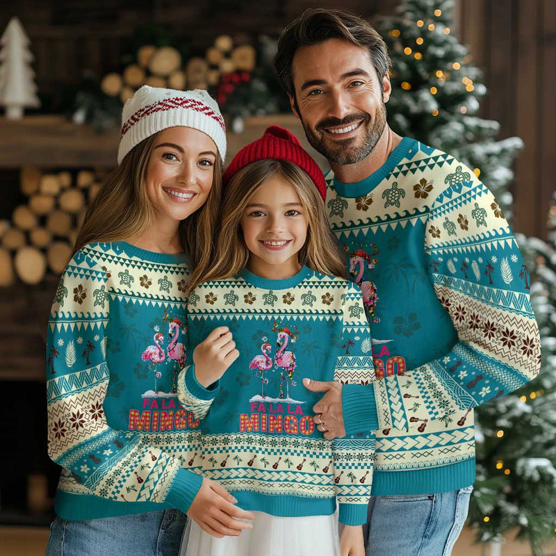 Fa La La Mingo Flamingo Hawaiian Xmas Ugly Christmas Sweater