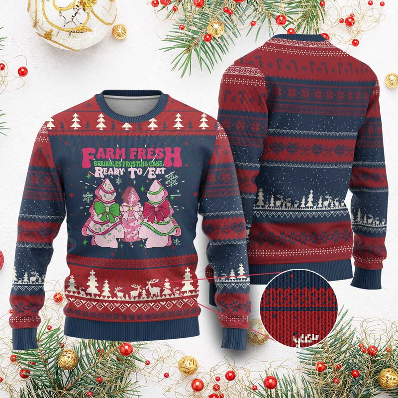 Farm Fresh Christmas Tree Cakes Coquette Ugly Christmas Sweater